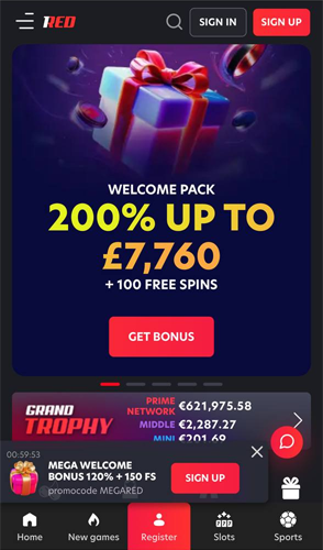 Non UK Casinos 29 1RED screen mcm